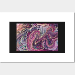 Pink Grey and Gold Abstract fluid Art Posters and Art